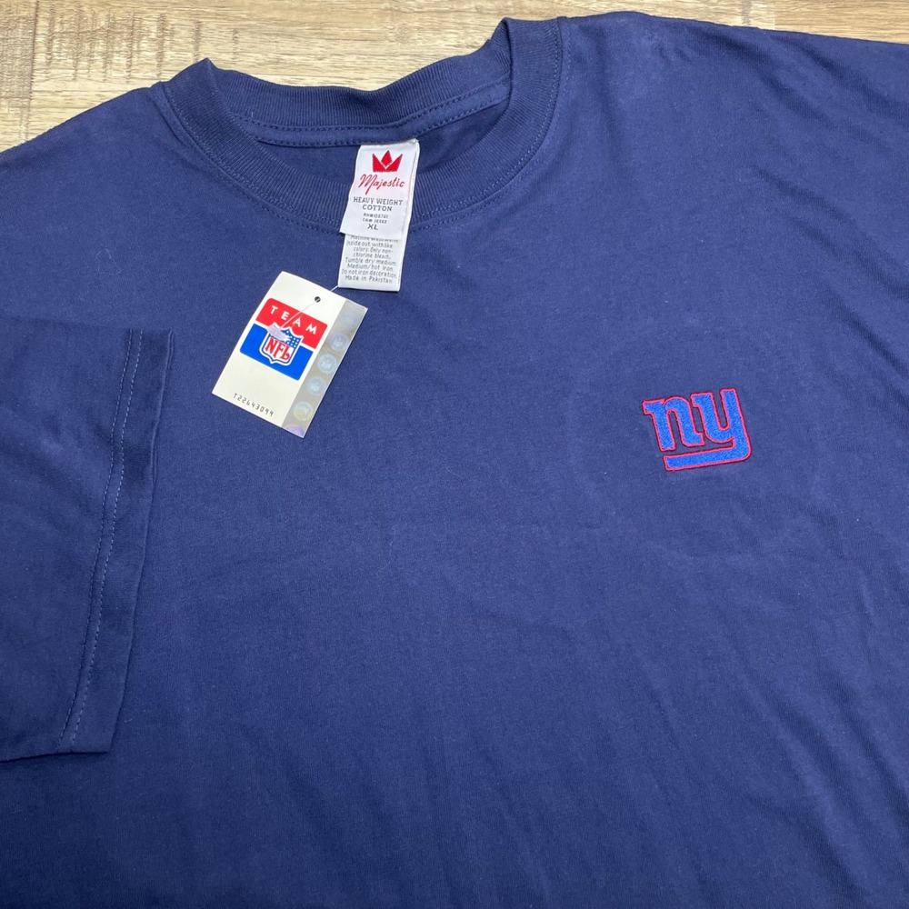 Vintage Majestic New York Giants NFL T Shirt Men XL Navy Cotton Embroidered New